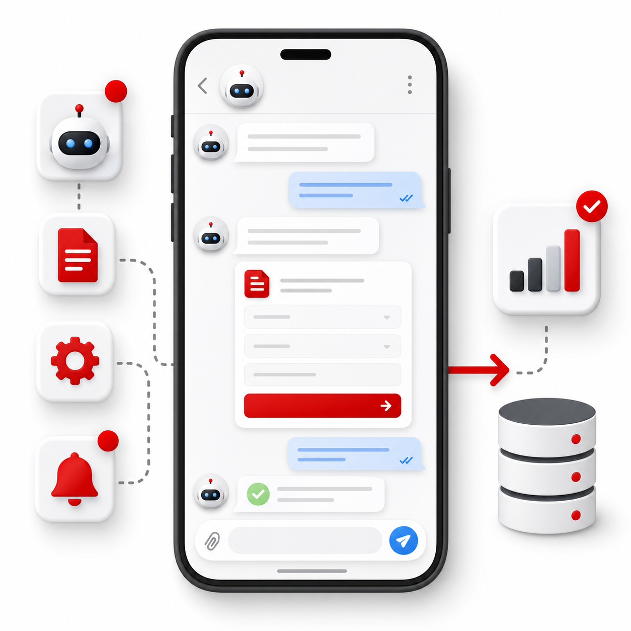 Telegram bot, request workflow and mini app visual